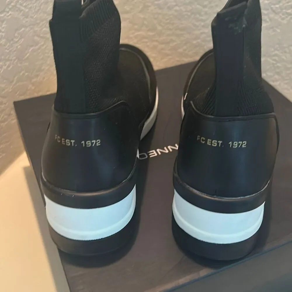 French Connection Starr Wedge Sneaker Booties Black White Sporty Size 11 NEW